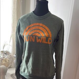 Green and Orange Graphic Long Sleeve Sweatshirt